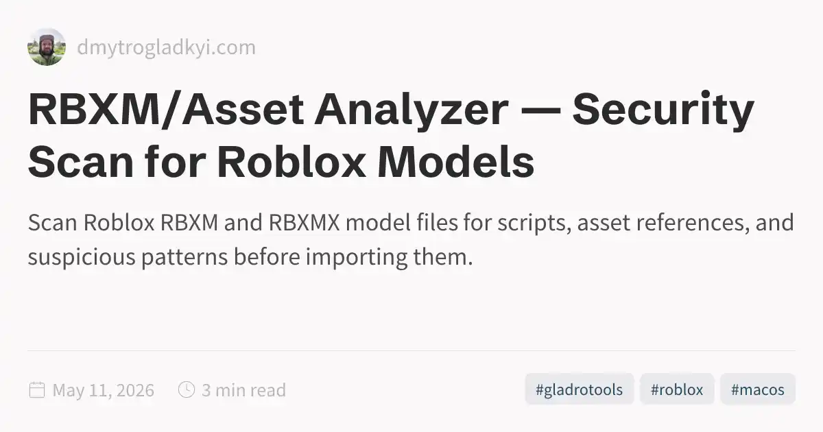 Model Rbx RBXM/Asset Analyzer — Security Scan for Roblox Models